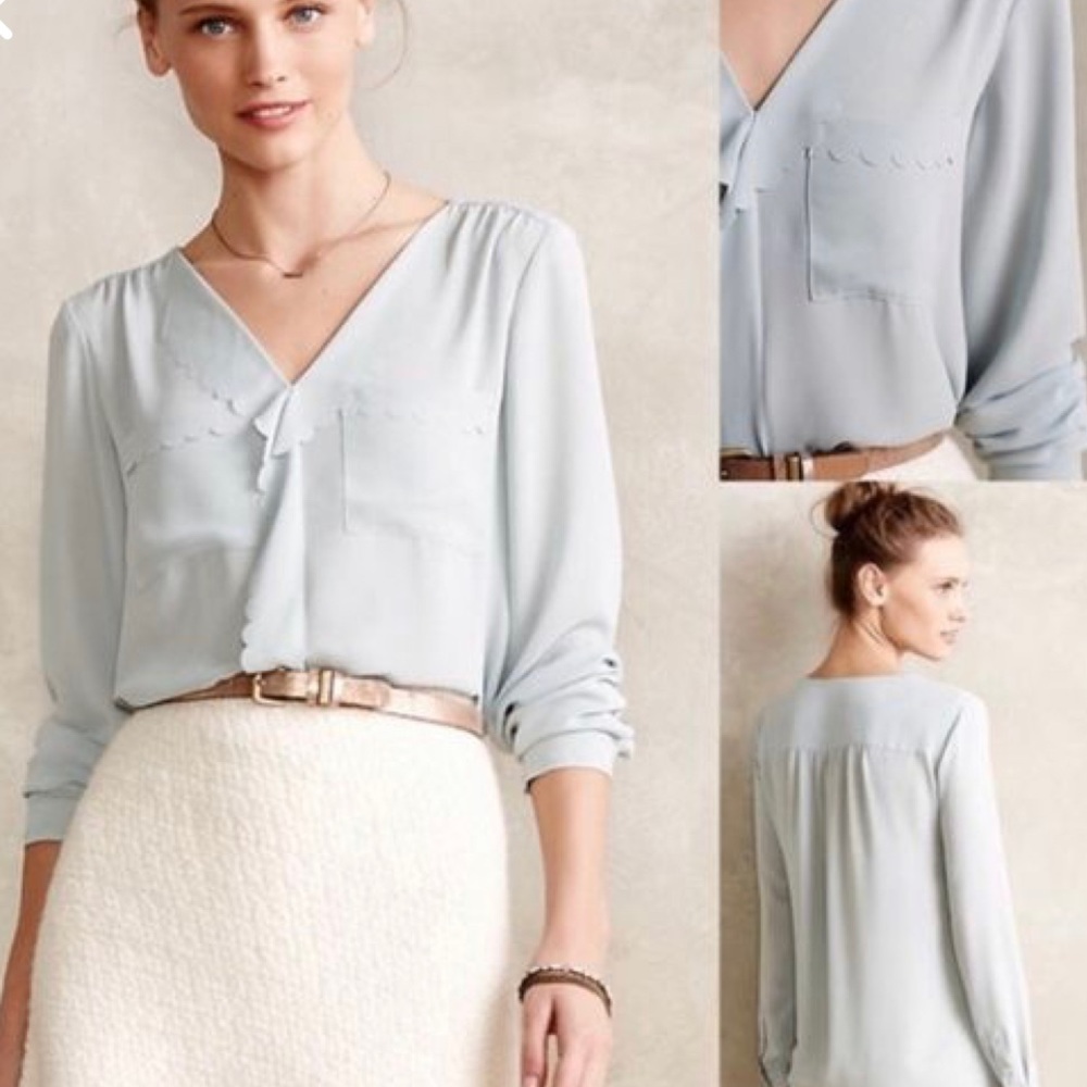 Mint HD in Paris (Anthropologie) scalloped edge blouse